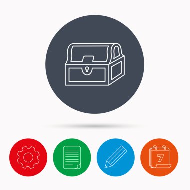 Hazine sandığı simgesi. Korsan hazine işareti.