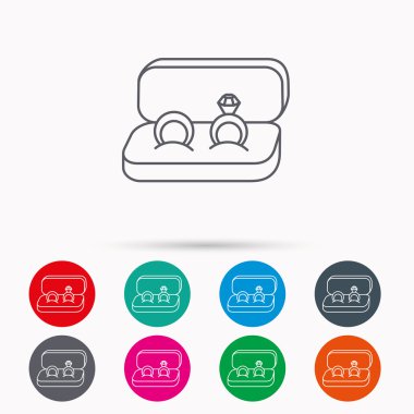 Alyans simgesi. Takı ile elmas işaret.