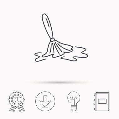 Islak temizlik simgesi. Temizlik kat aracı işareti.