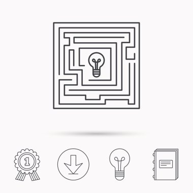 Labirent simgesi. Sorun meydan işareti.