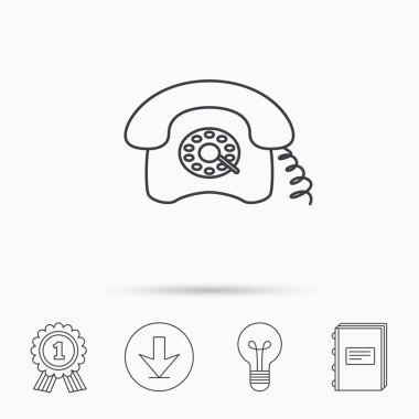 Retro telefon simgesi. Eski telefon işareti.