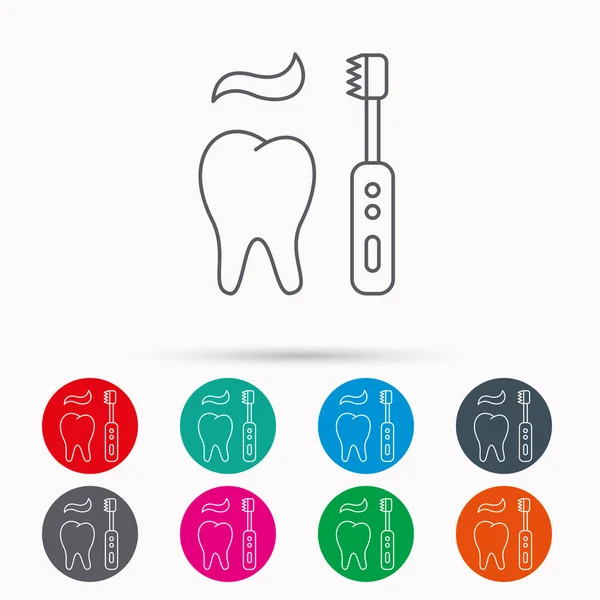 Szczotkowanie zębów ikona. Elektryczna szczoteczka do zębów znak. — Wektor stockowy