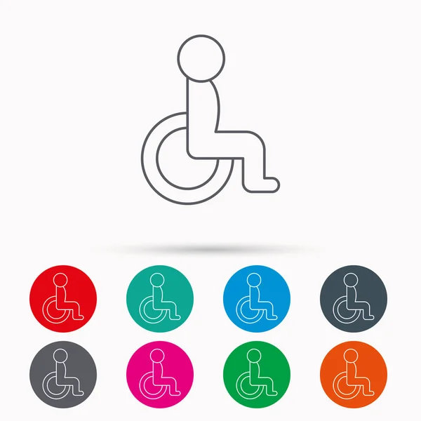 Ikona osoba niepełnosprawna. Człowieka na wózku inwalidzkim znak. — Wektor stockowy
