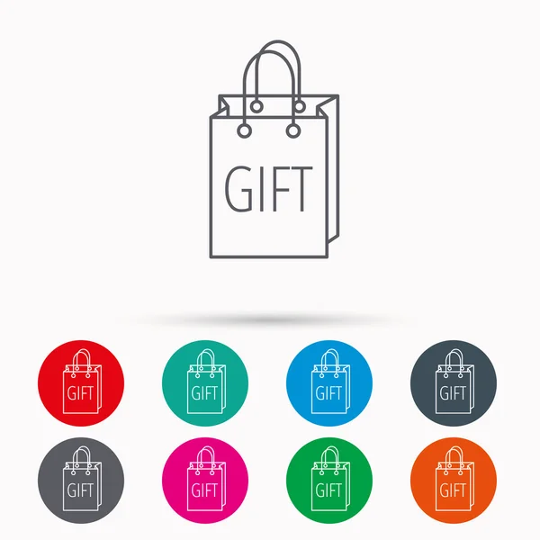 Gift shopping bag icon. Present handbag sign. — Stock Vector