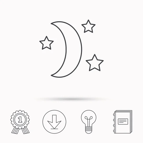 Icono de la noche o del sueño. Signo de luna y estrellas . — Vector de stock