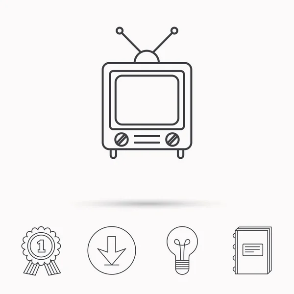 Icono de televisión retro. Televisión con señal de antena . — Vector de stock