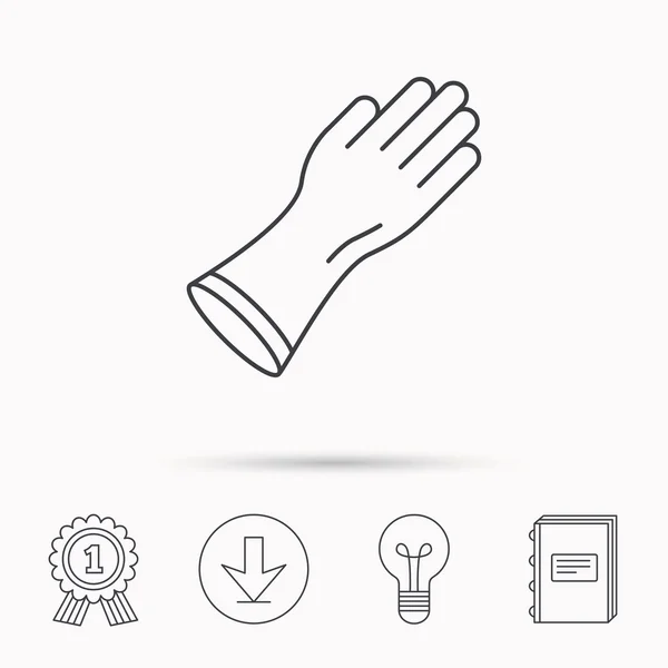 Rubber handschoenen pictogram. Latex hand bescherming teken. — Stockvector