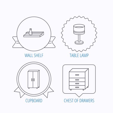 Masa lambası, dolap ve duvar raf simgeleri.