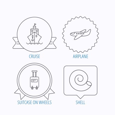 Yolcu, uçak ve bavul simgeleri.