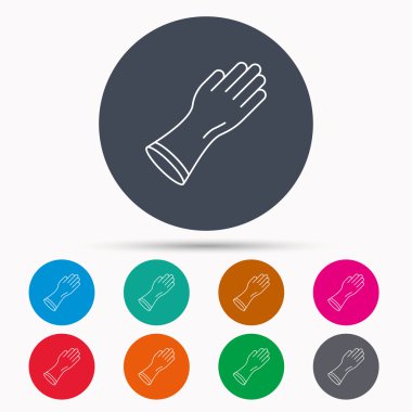 Lastik eldiven simgesi. Lateks el koruma işareti.