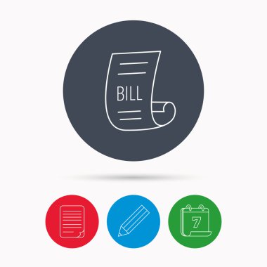 Bill simgesi. Belge işareti ödemek.