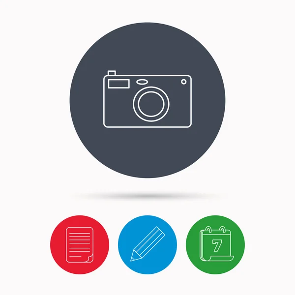 Fotokamera-Symbol. Fotoausrüstungsschild. — Stockvektor