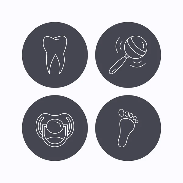 Tétine, empreinte et icônes dentaires . — Image vectorielle