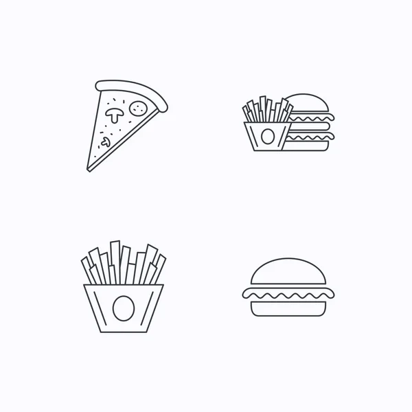 Burger, pizza and chips fries icons. — Stock Vector