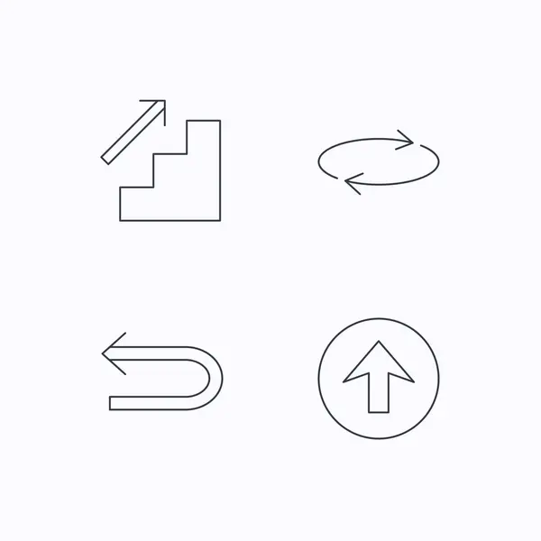 Arrows icons. Upload, repeat linear signs. — Stock Vector