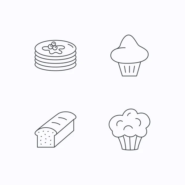 Pfannkuchen, Brioche-Muffin und Toastbrot. — Stockvektor