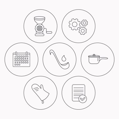 Çorba Kepçe, potholder ve mutfak mutfak eşyaları simgesi.