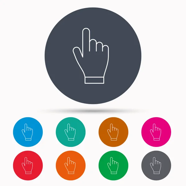 Kattintson a kéz ikon. Sajtó vagy nyomja mutató jel. — Stock Vector