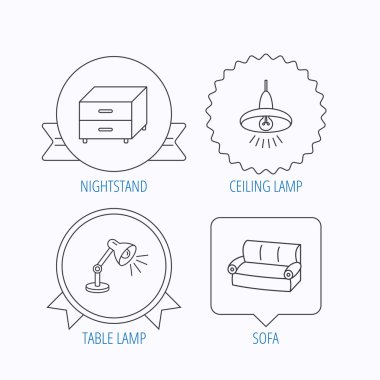 Kanepe, Masa lambası ve komidin simgeleri.