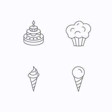 Pasta, dondurma ve muffin simgeler.