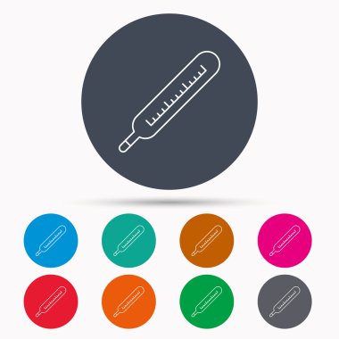 Tıbbi termometre simgesi. Sıcaklık işareti.