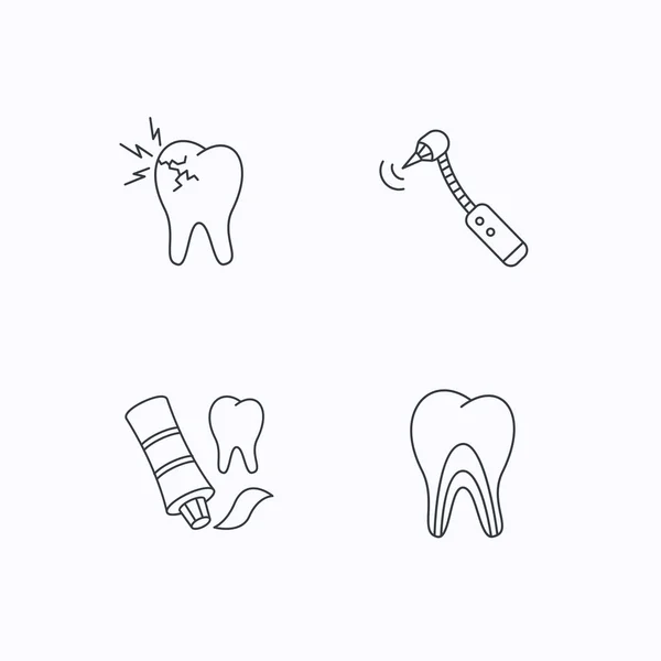 Diş macunu, diş tübüllerin ve diş ağrısı simgeler. — Stok Vektör