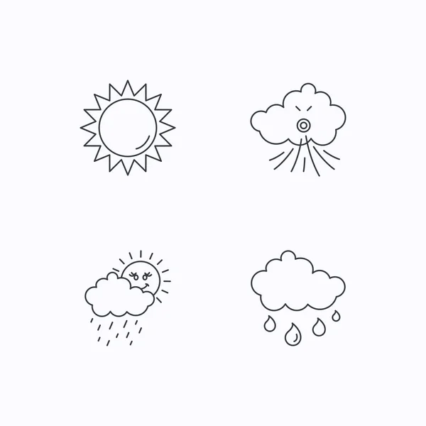 Clima, sol y viento iconos . — Vector de stock