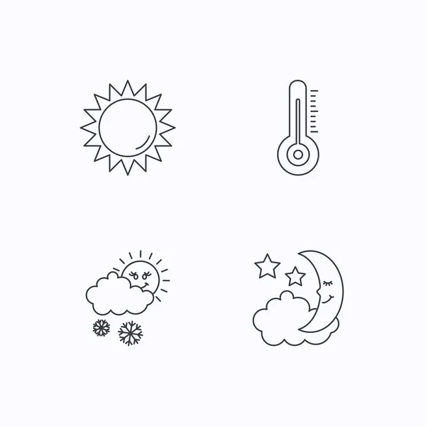 Termometr, słońca i śniegu ikony. — Wektor stockowy