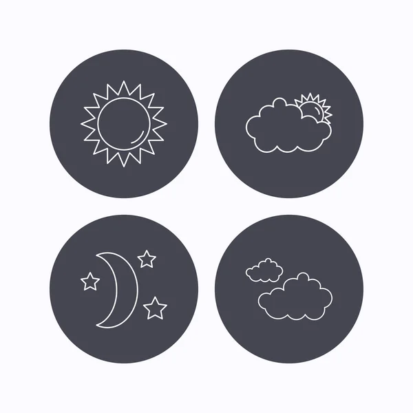 Météo, soleil et icônes nuageuses . — Image vectorielle