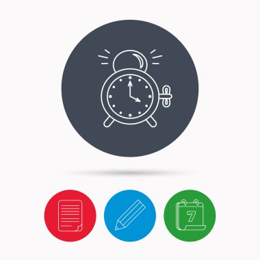 Çalar saat simgesi. Mekanik retro saat işareti.