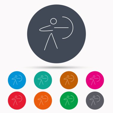 Okçuluk spor idolü. Archer longbow işareti ile.