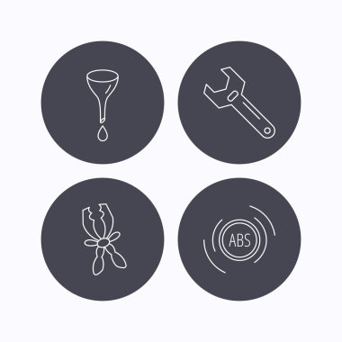 Ayarlanabilir anahtarı, yağ değişim ve abs simgeleri.