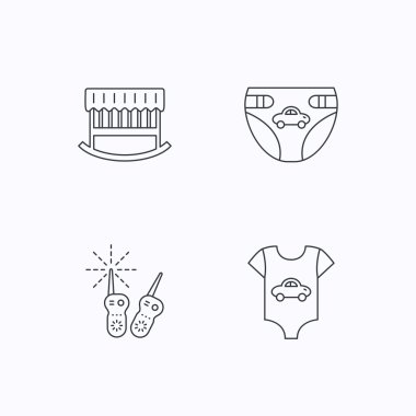 Yeni doğan Giysi, çocuk bezi ve uyku beşik simgeler.