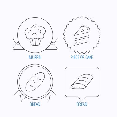 Tatlı kek, kek ve ekmek simgeleri.