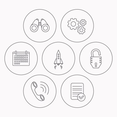 Telefon, başlangıç roket ve arama simgeleri.