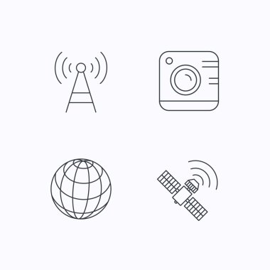 Simge uydu fotoğraf makinesi, Küre ve gps.