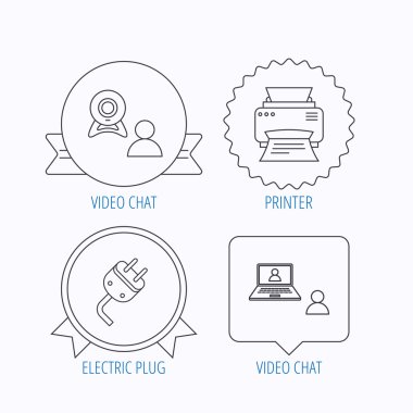 Görüntülü sohbet, yazıcı ve elektrik simgeler takın.