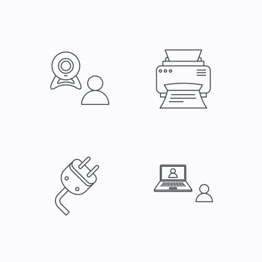 Görüntülü sohbet, yazıcı ve elektrik simgeler takın.