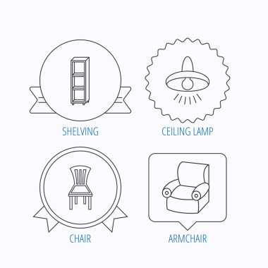 Sandalye, lamba ve koltuk simgeler tavan.