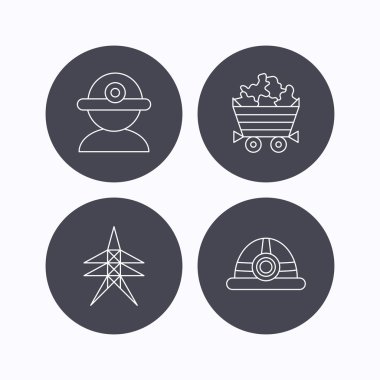 İşçi, mineraller ve mühendislik dümen simgeleri.