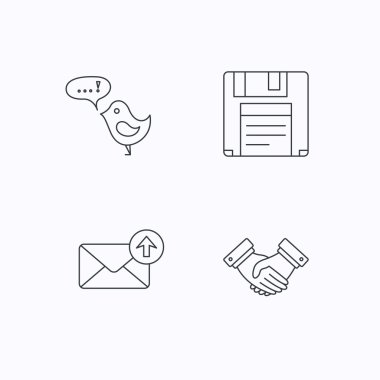 Posta, mesaj ve el sıkışma simgeleri giden kutusu.