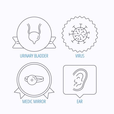 Virüs, idrar kesesi ve kulak simgeler.