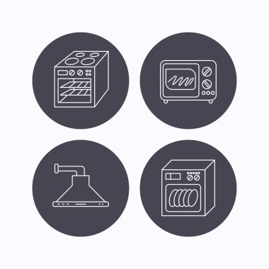 Mikrodalga fırın, bulaşık makinesi ve mutfak hood.