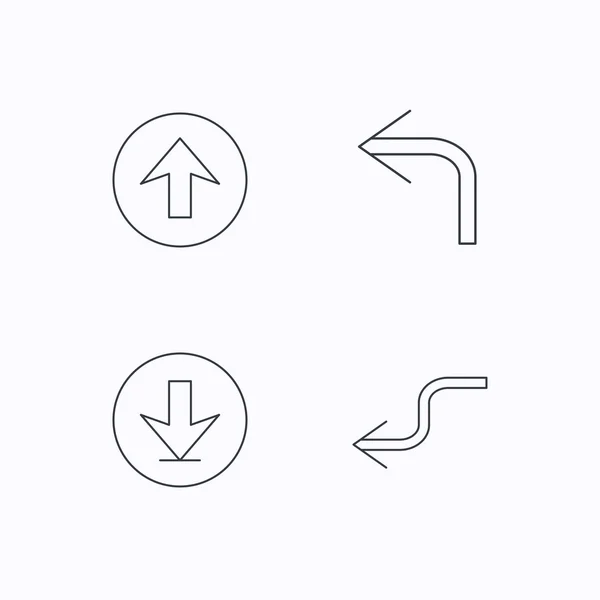 Arrows icons. Download, upload linear signs. — Stock Vector