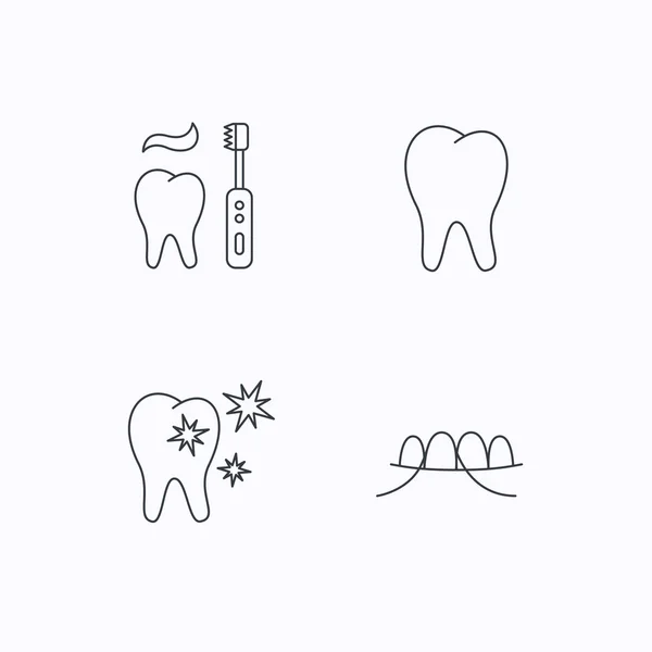 치, 치아와 건강 한 치아 아이콘. — 스톡 벡터
