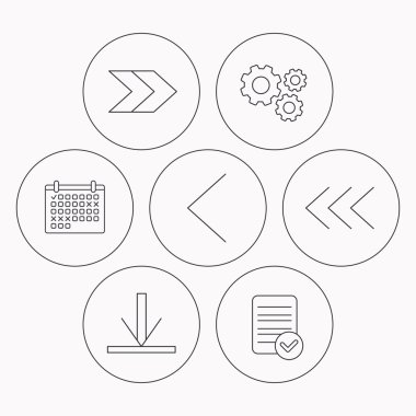 Oklar simgeler. İndirin, sol ve sağ işaret.