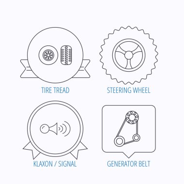 Klakson sinyal, lastik ve direksiyon simidi simgeleri.