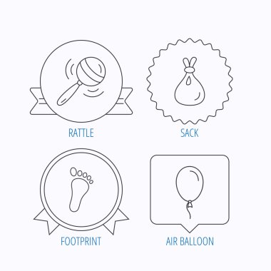 Oyuncak, ayak izi ve hava balon simgeleri çıngırak.