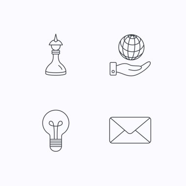 Strateji, gezegeni kurtarmak ve posta zarf simgeleri.