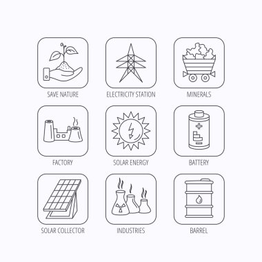 Güneş enerjisi sistemleri enerji, pil ve petrol varil.